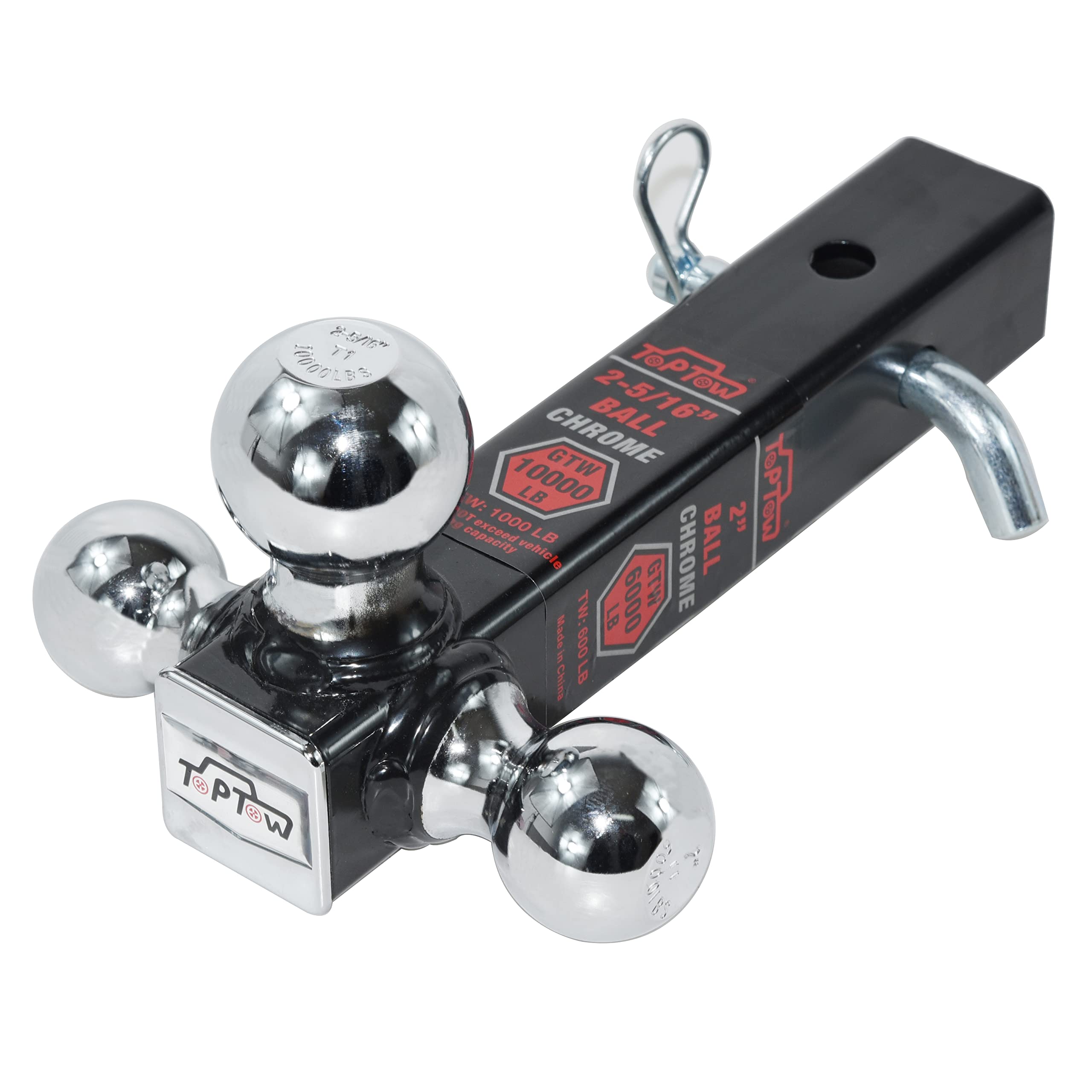 TOPTOW 64173HP tri-ball mount with multiple ball sizes enables versatile towing