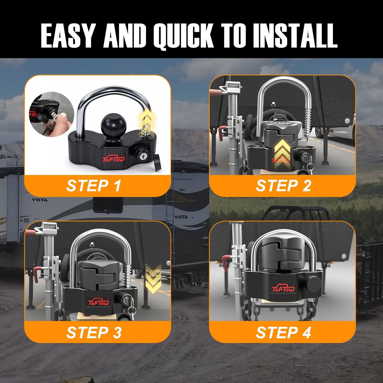 TOPTOW two flat keys included for easy access and replacement.