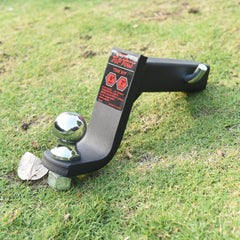 TOPTOW hitch pin and clip securing the connection for towing.