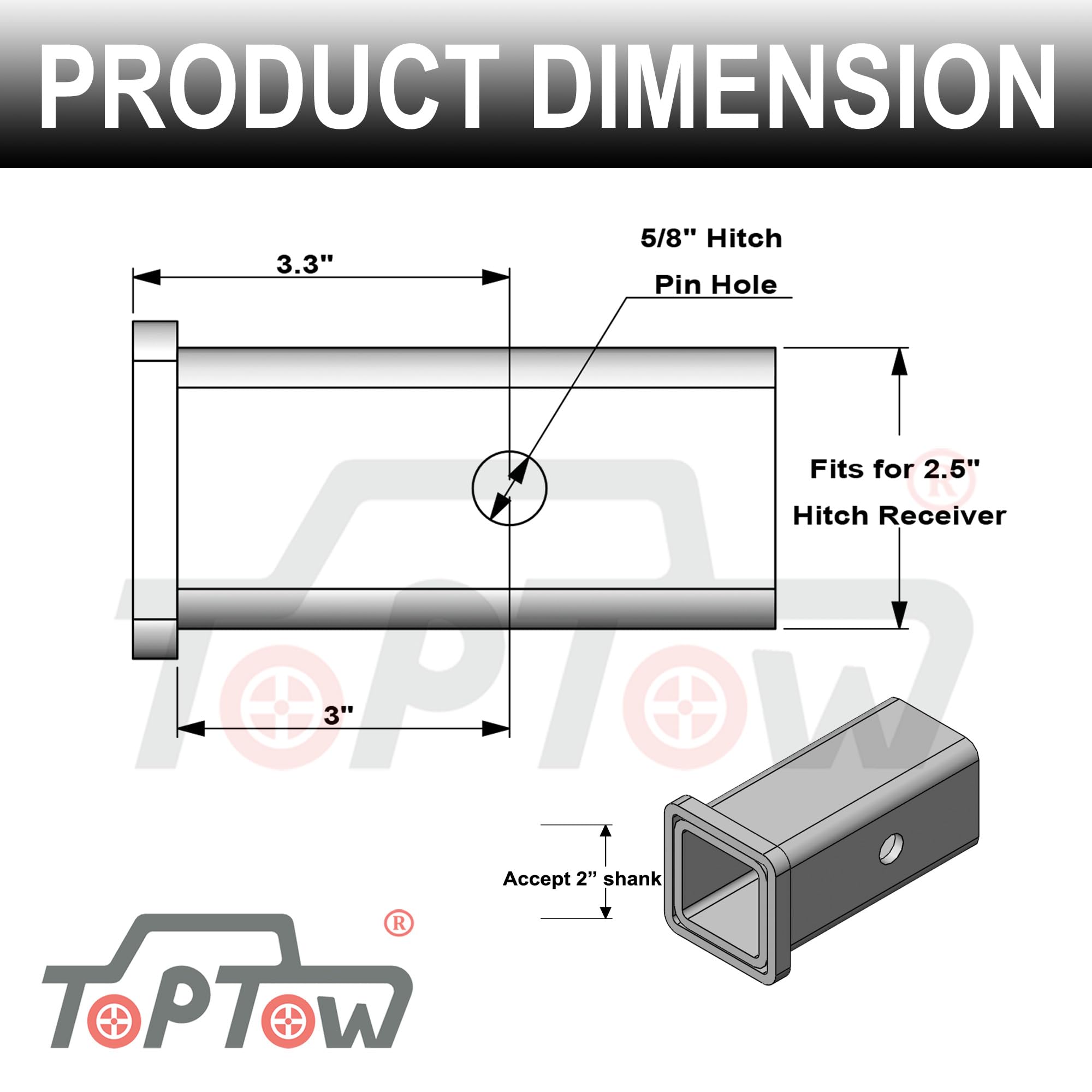 Lip design aids quick, slip-free alignment inside the 2.5 in sleeve.