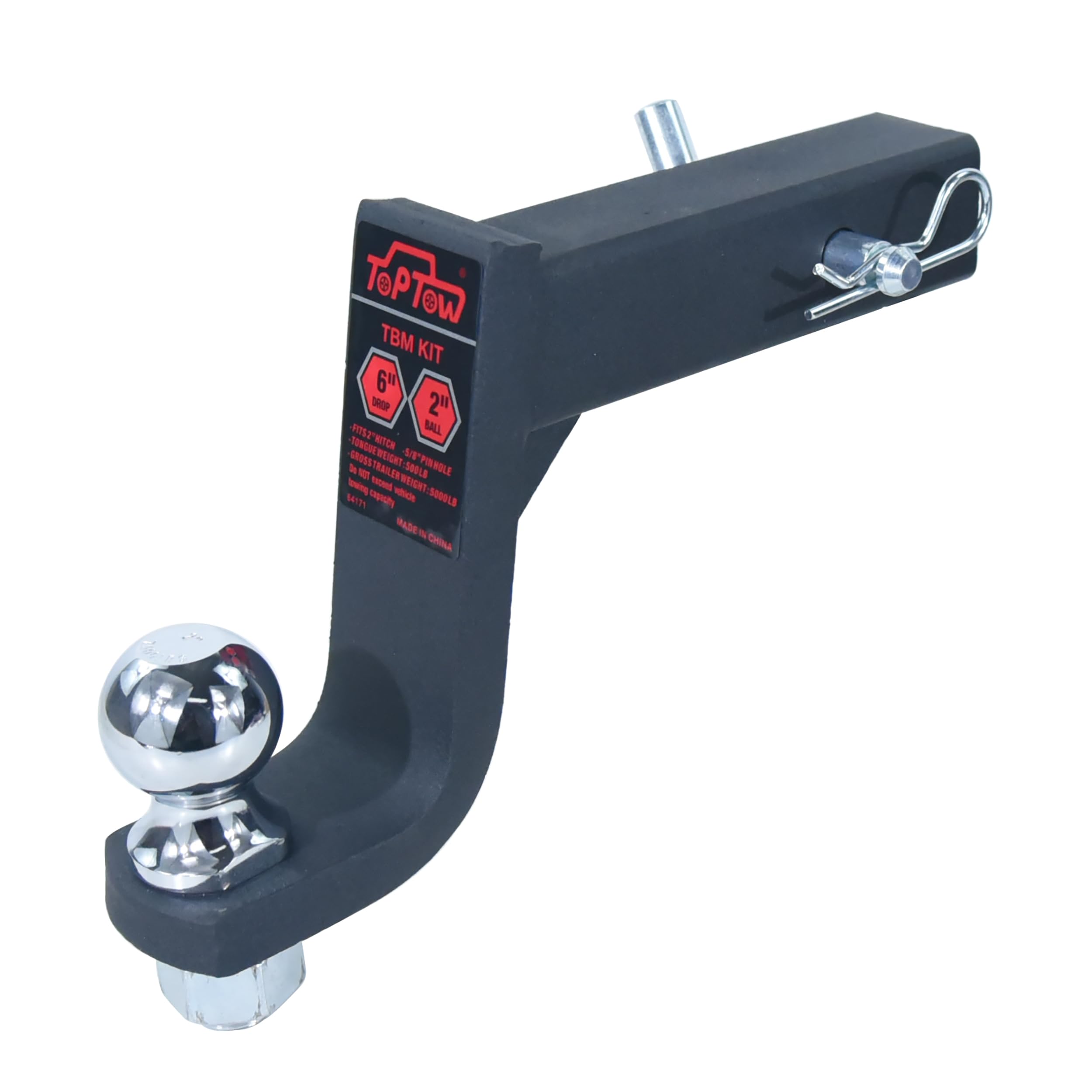 TOPTOW trailer hitch ball mount kit assembly for quick towing readiness.