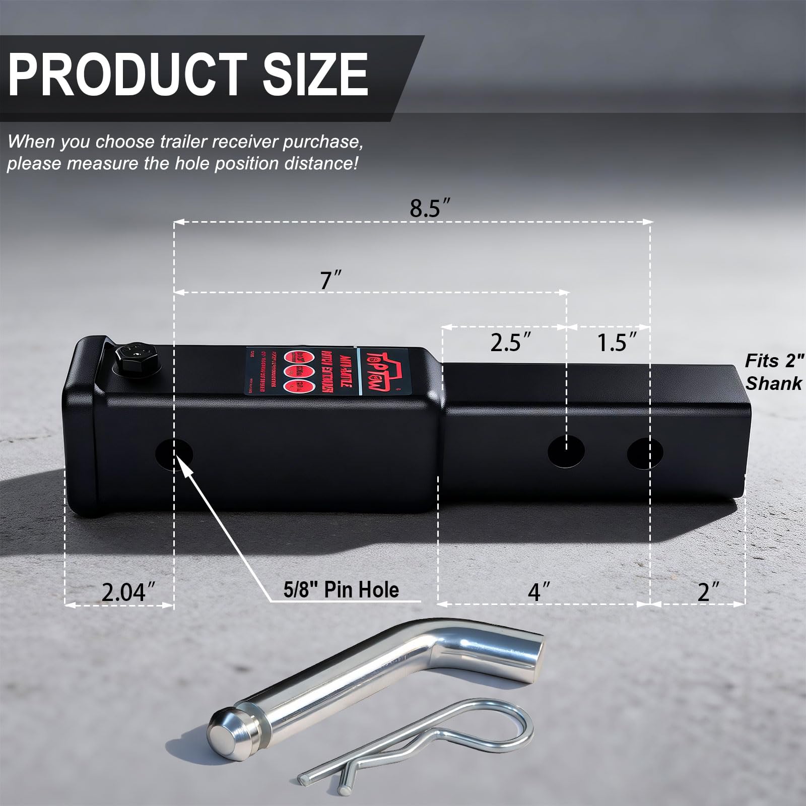 TOPTOW 8.5-inch extension shows extra room for gear and bumper