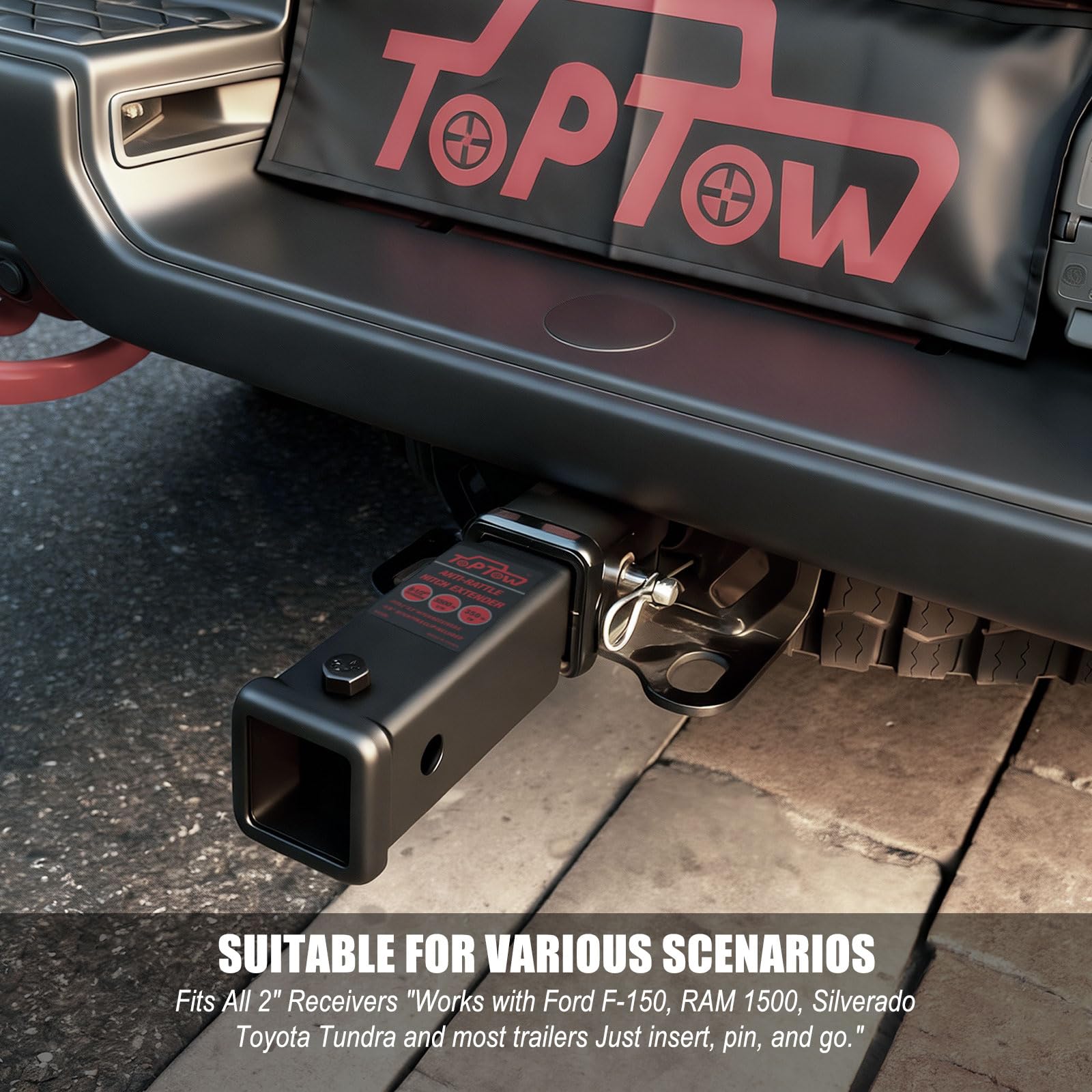 TOPTOW hitch pin and clip included with extender