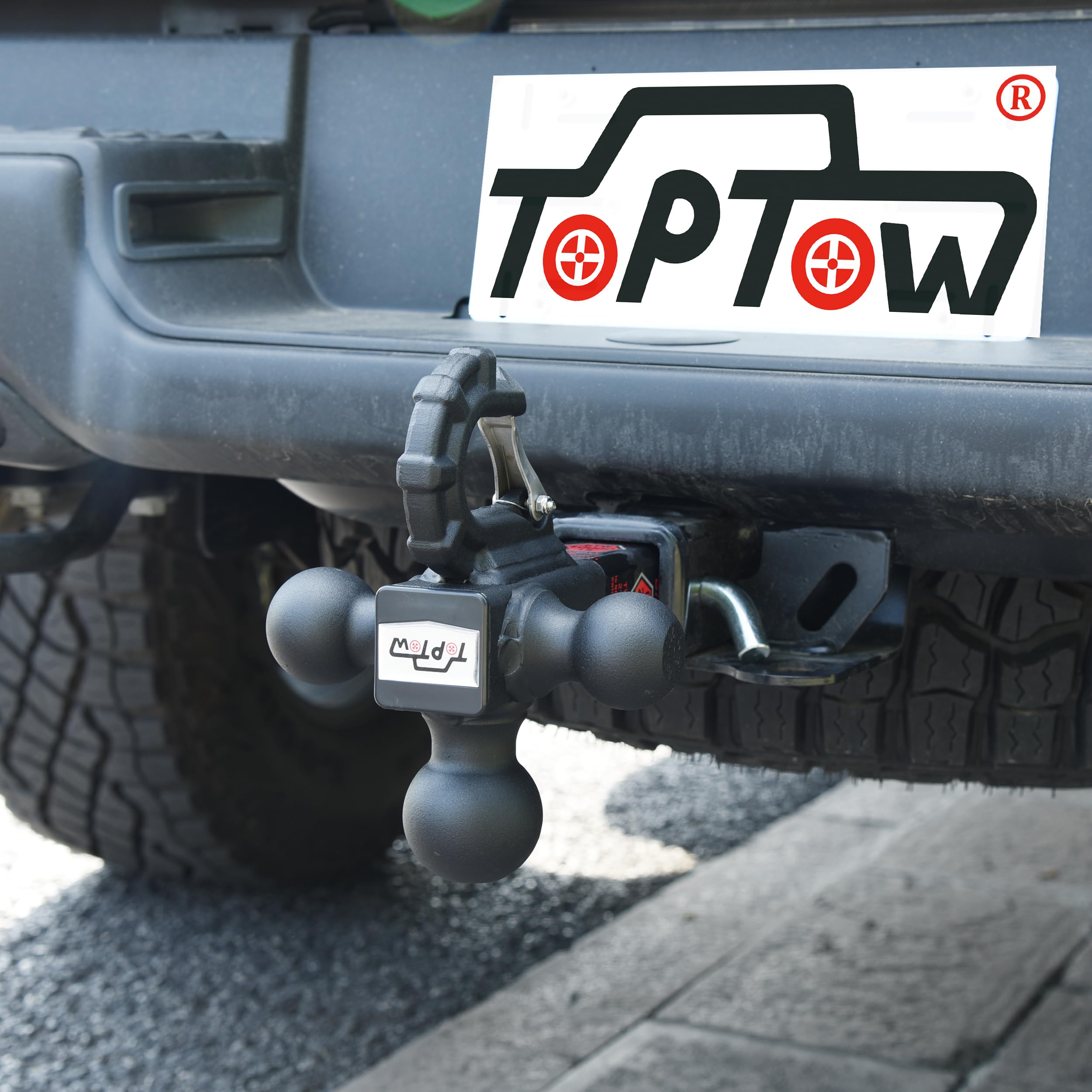 TOPTOW 2-inch hitch ball handles up to 6,000 lbs GTW for larger trailers.