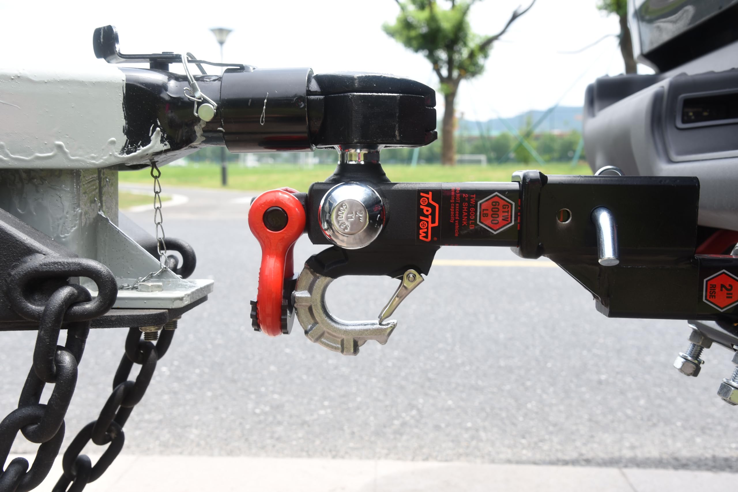 TOPTOW chrome 1-7/8 inch ball on tri-ball setup for lighter trailers.