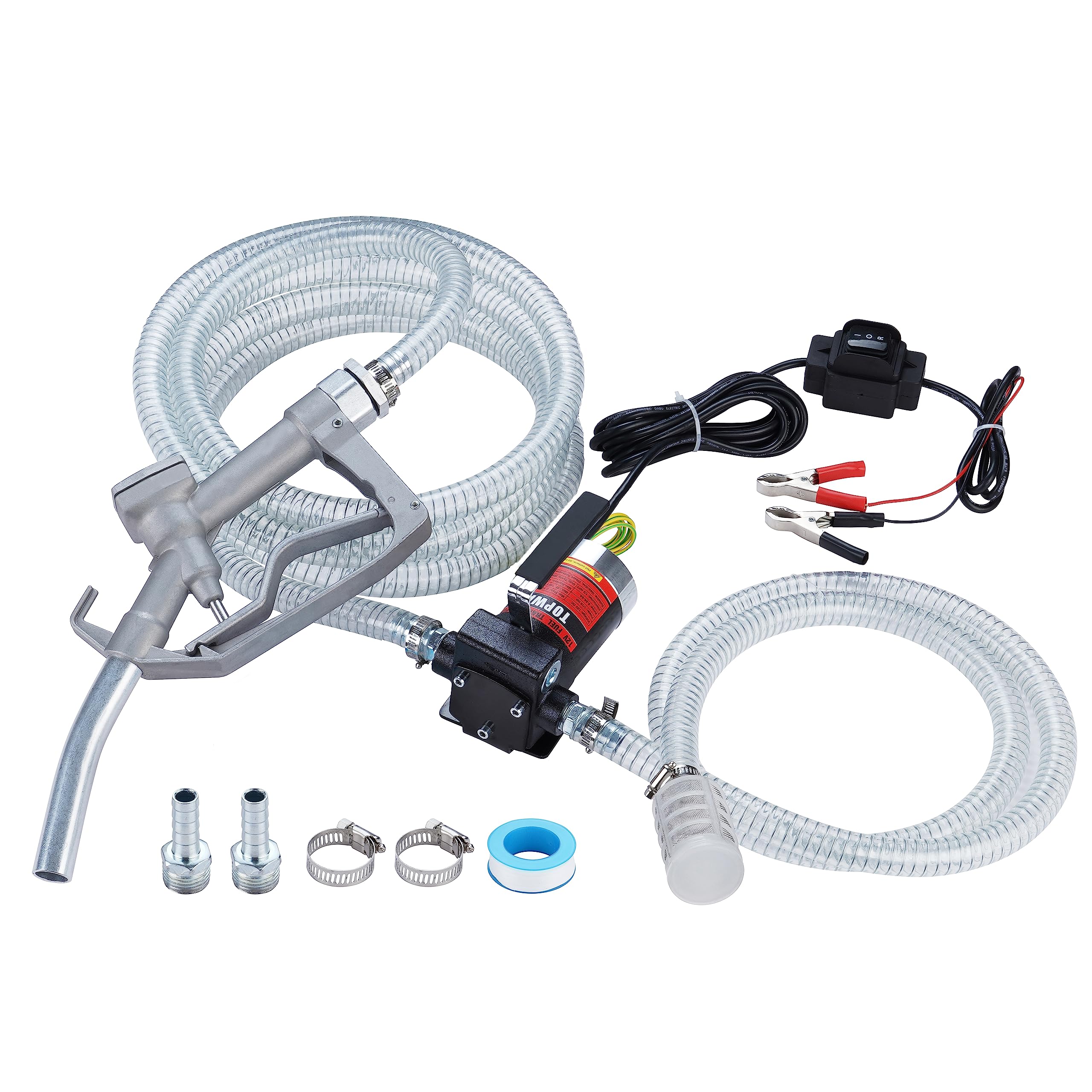 TopWay 12V fuel transfer kit front view for portable fueling