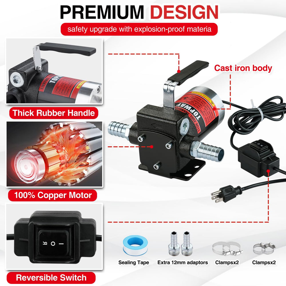 TOPWAY 3-7 GPM fuel transfer pump for efficient on-site fueling.