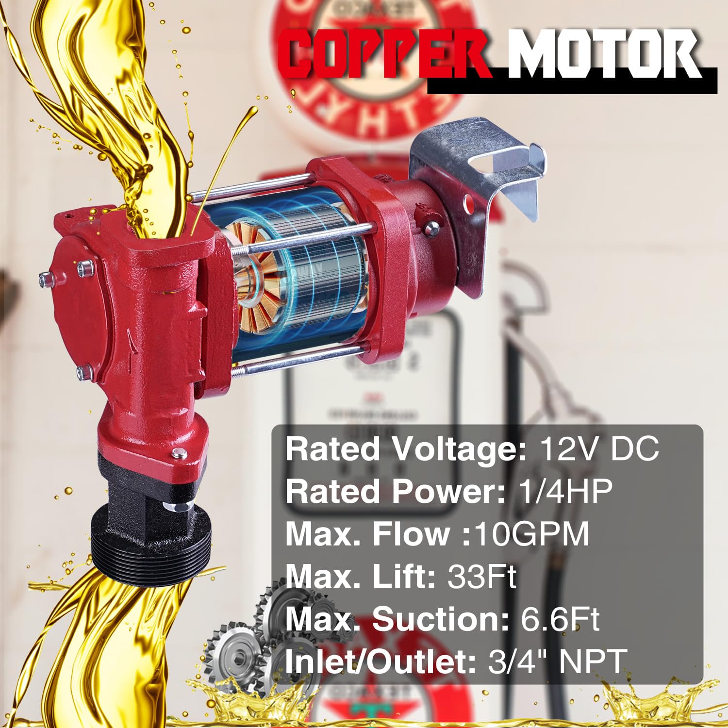 Topway fuel pump cast-iron body for durability and reliability