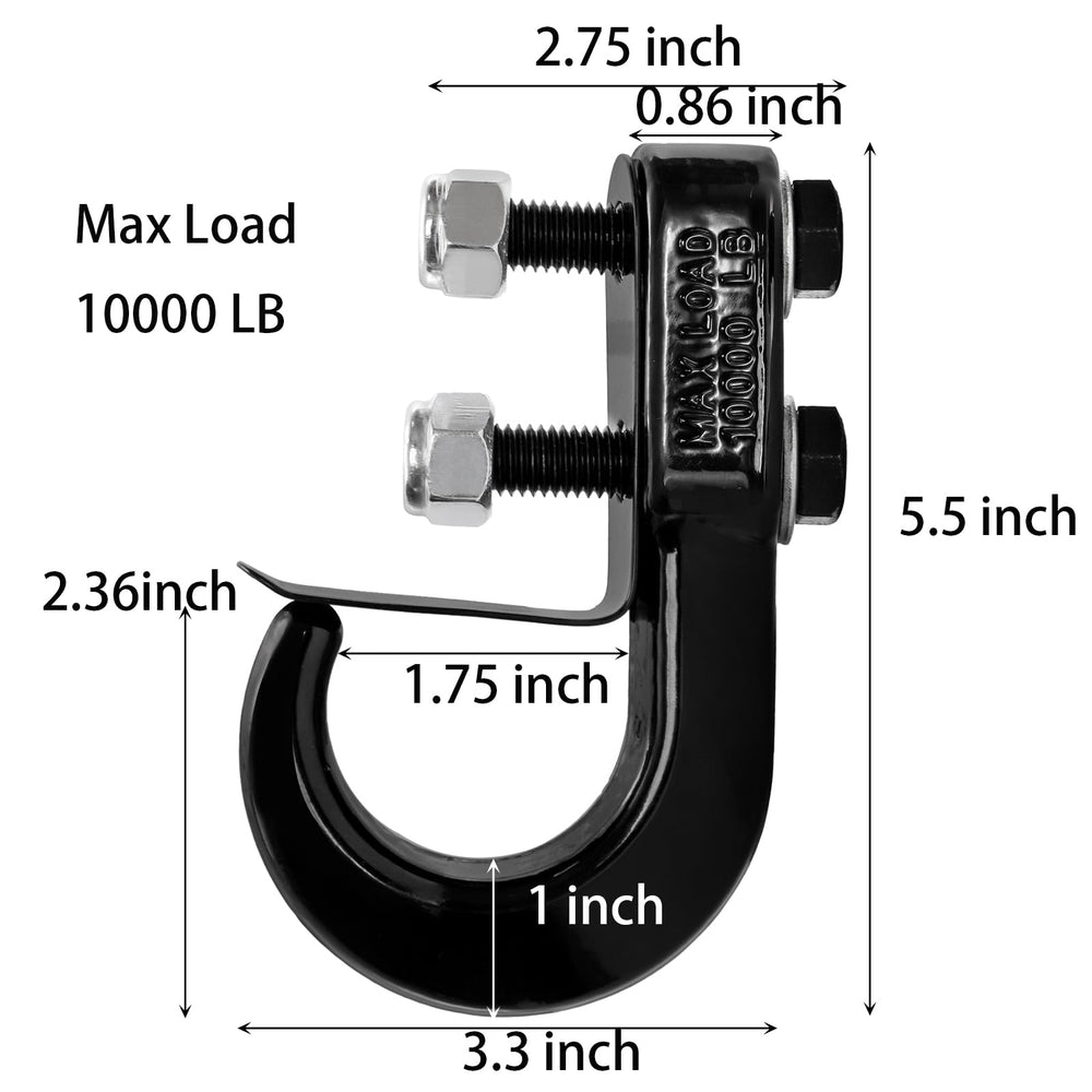 TopZea tow hook with clip and hardware for secure mounting