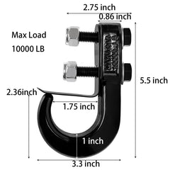 TopZea tow hook with clip and hardware for secure mounting