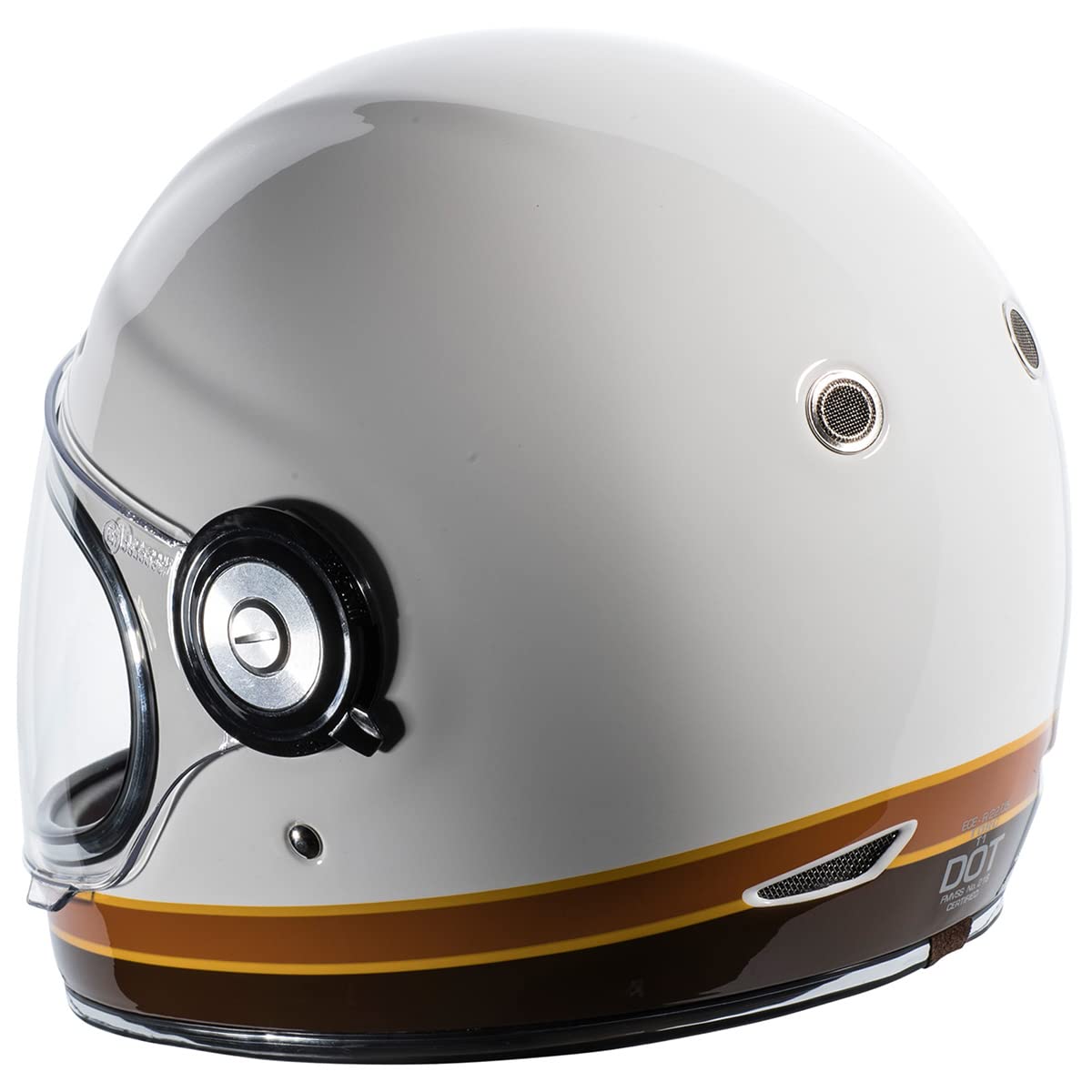 TORC T1 dreamliner tan gloss side view emphasizing silhouette and vent design.