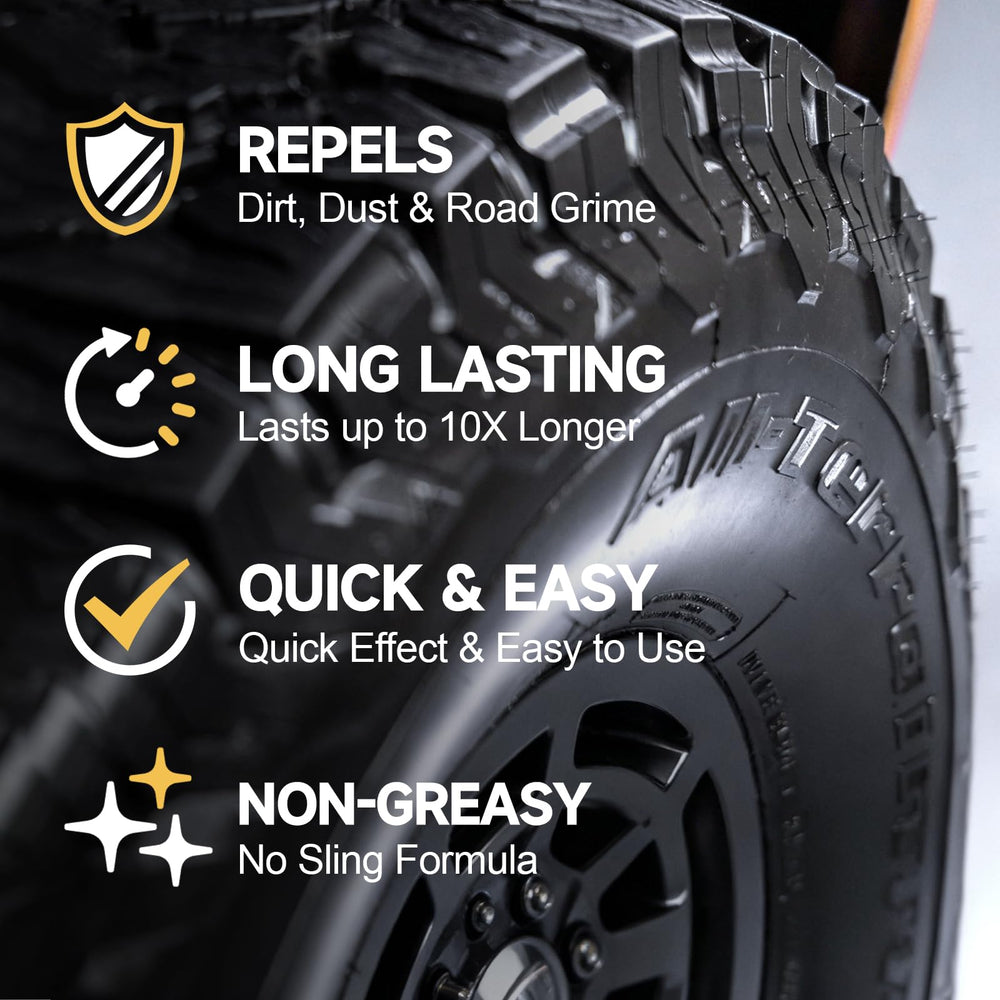 Toretark Ceramic Tire Shine Spray reaches deep into treads for coverage