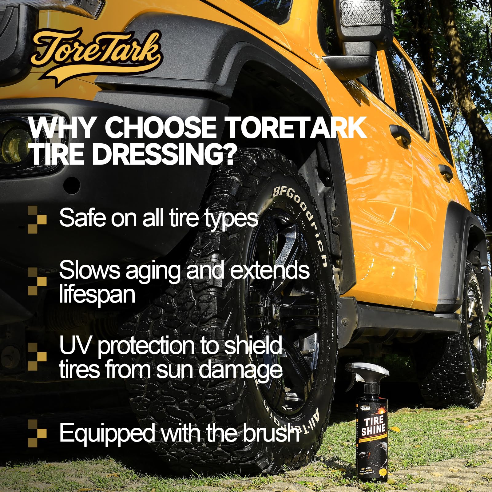 Toretark Ceramic Tire Shine Spray suitable for cars, trucks, RVs, motorcycles