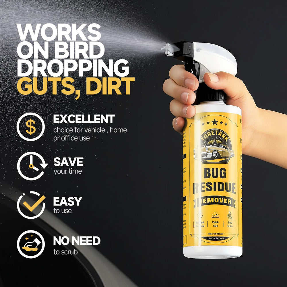 Toretark glass and mirror cleaner keeps visibility clear during cleaning.