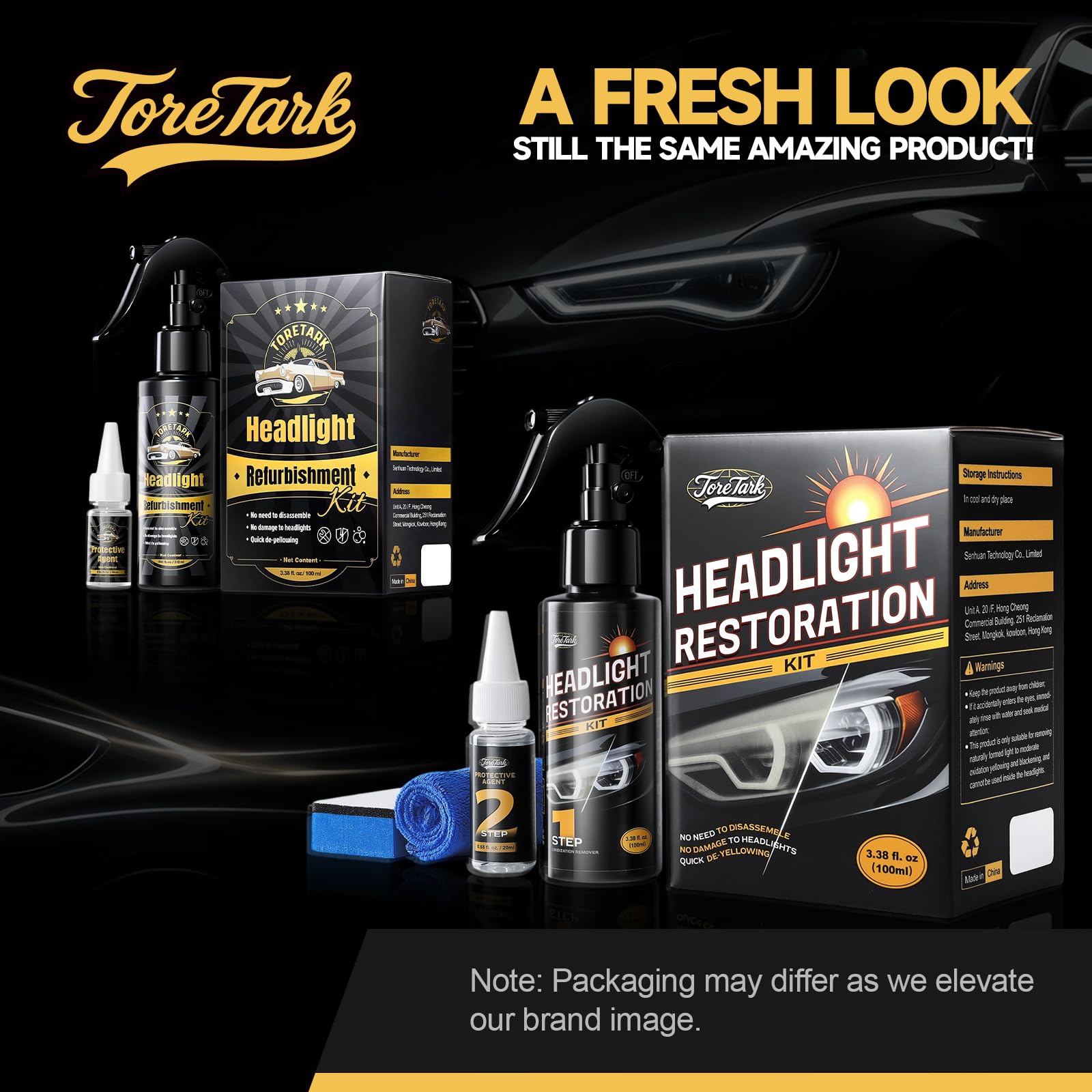 Toretark vehicle headlight clear result illustrates safer, sharper nighttime driving appearance.