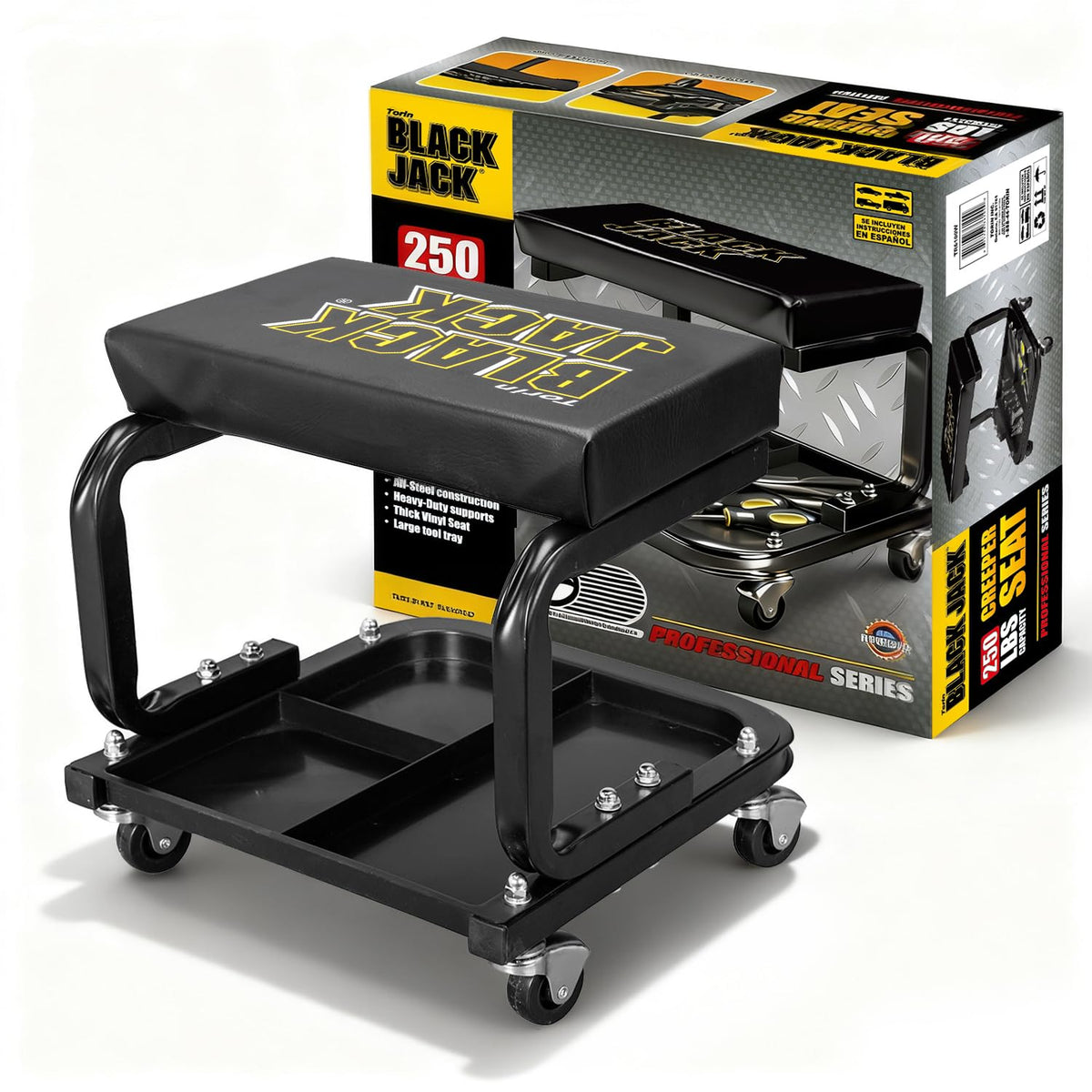 Torin rolling creeper seat with sturdy frame for durable garage use