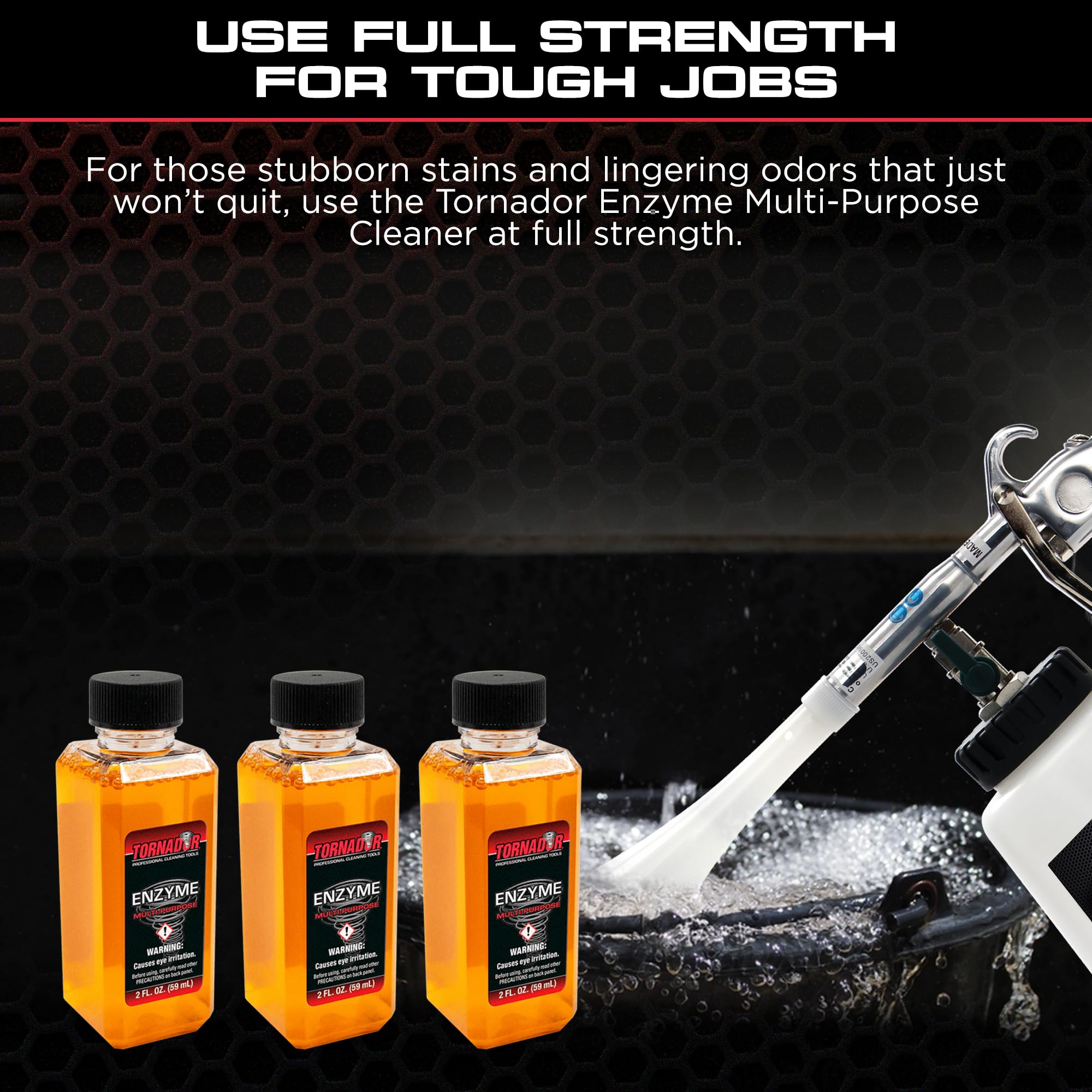 Tornador TC-Enzyme used with Tornador tools for efficient interior cleaning.