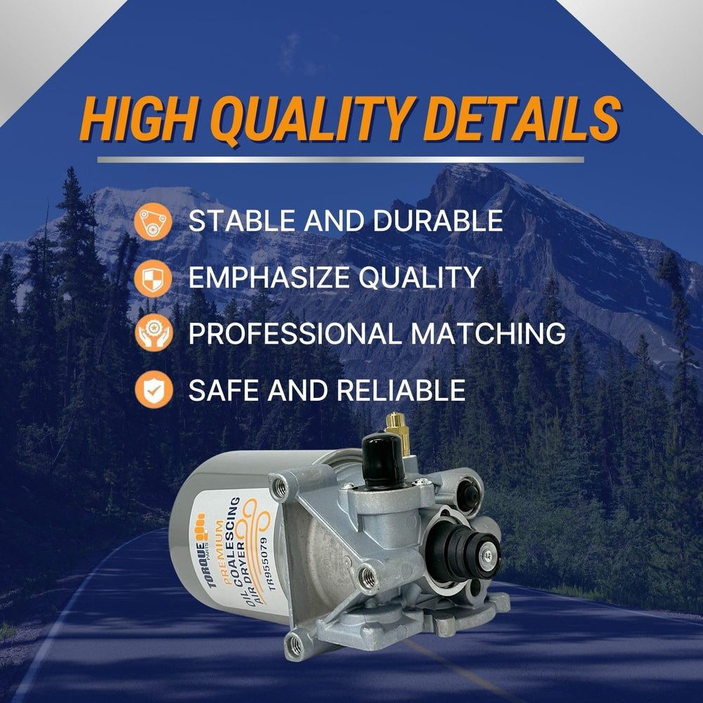 Torque air dryer removes contaminants before braking components receive air