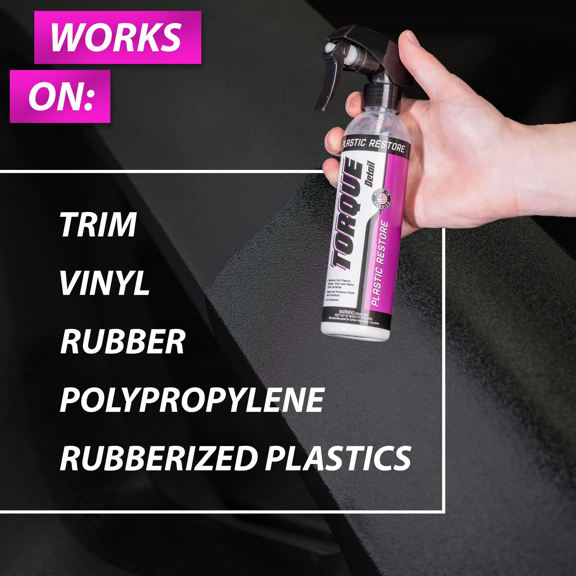 Torque Detail Green formula leaves no oily residue on surfaces.