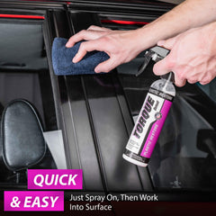 Torque Detail oxidation removal on grey trim yields a deeper black look.