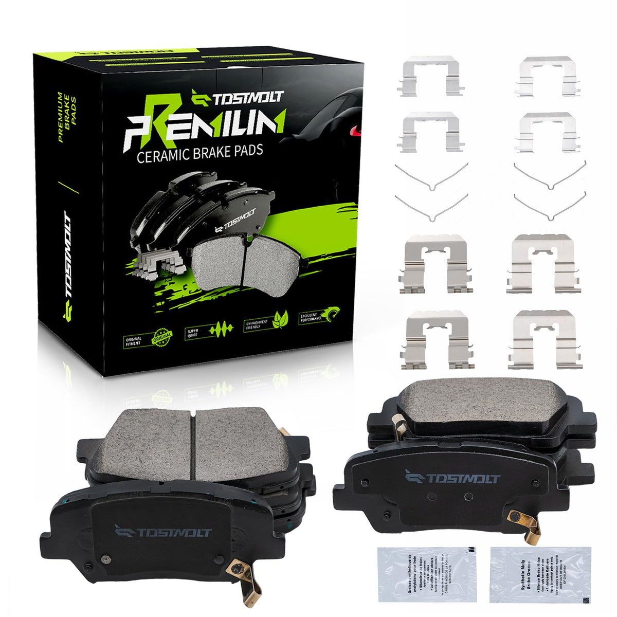 TOSTMOLT 8pc ceramic brake pads front and rear for Sorento and Santa Fe Sport, smoother stopping.