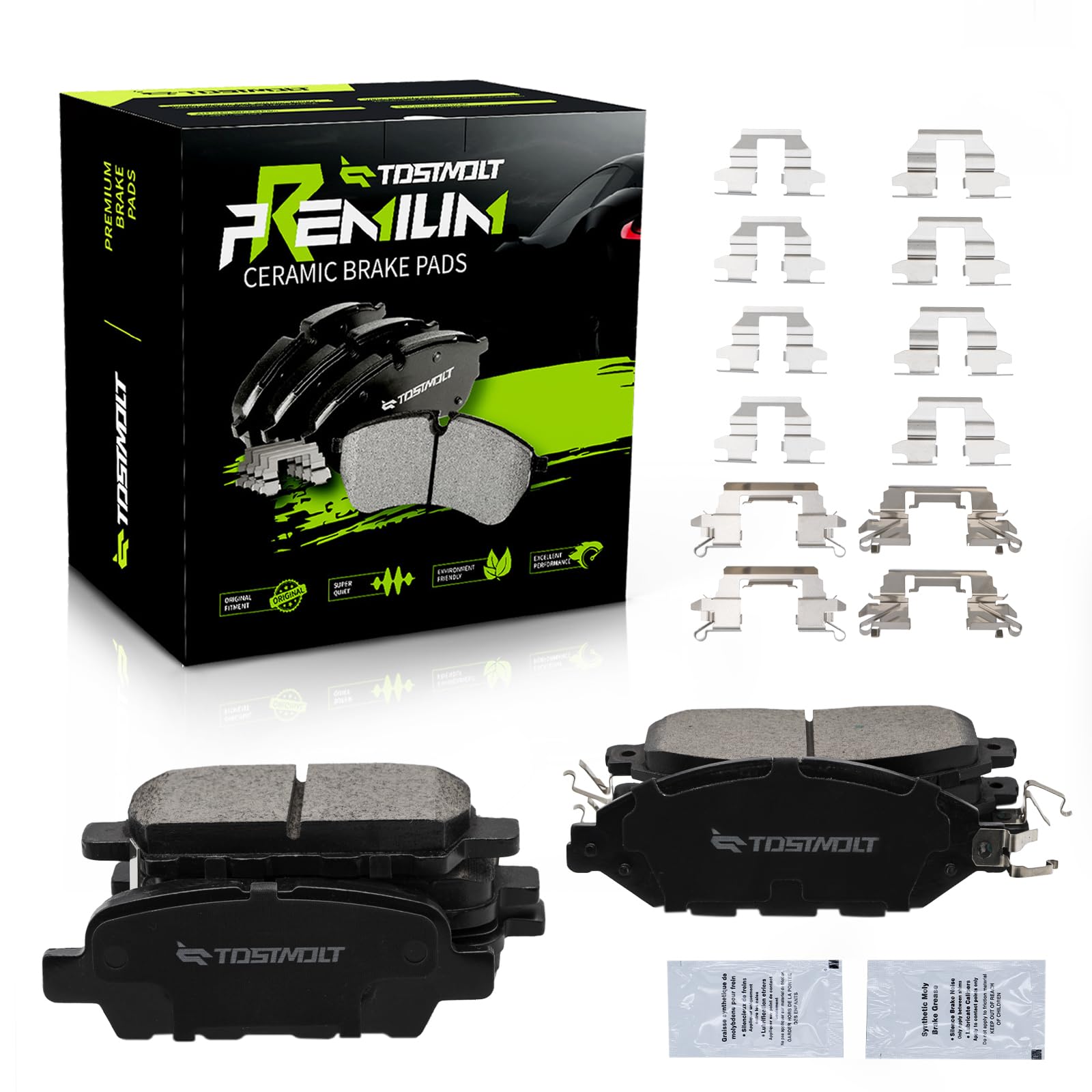 TOSTMOLT front and rear ceramic brake pads set for Nissan and Infiniti, quiet operation