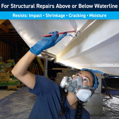 TotalBoat Polyester Structural Repair Putty bonding deck to hull for structural integrity.