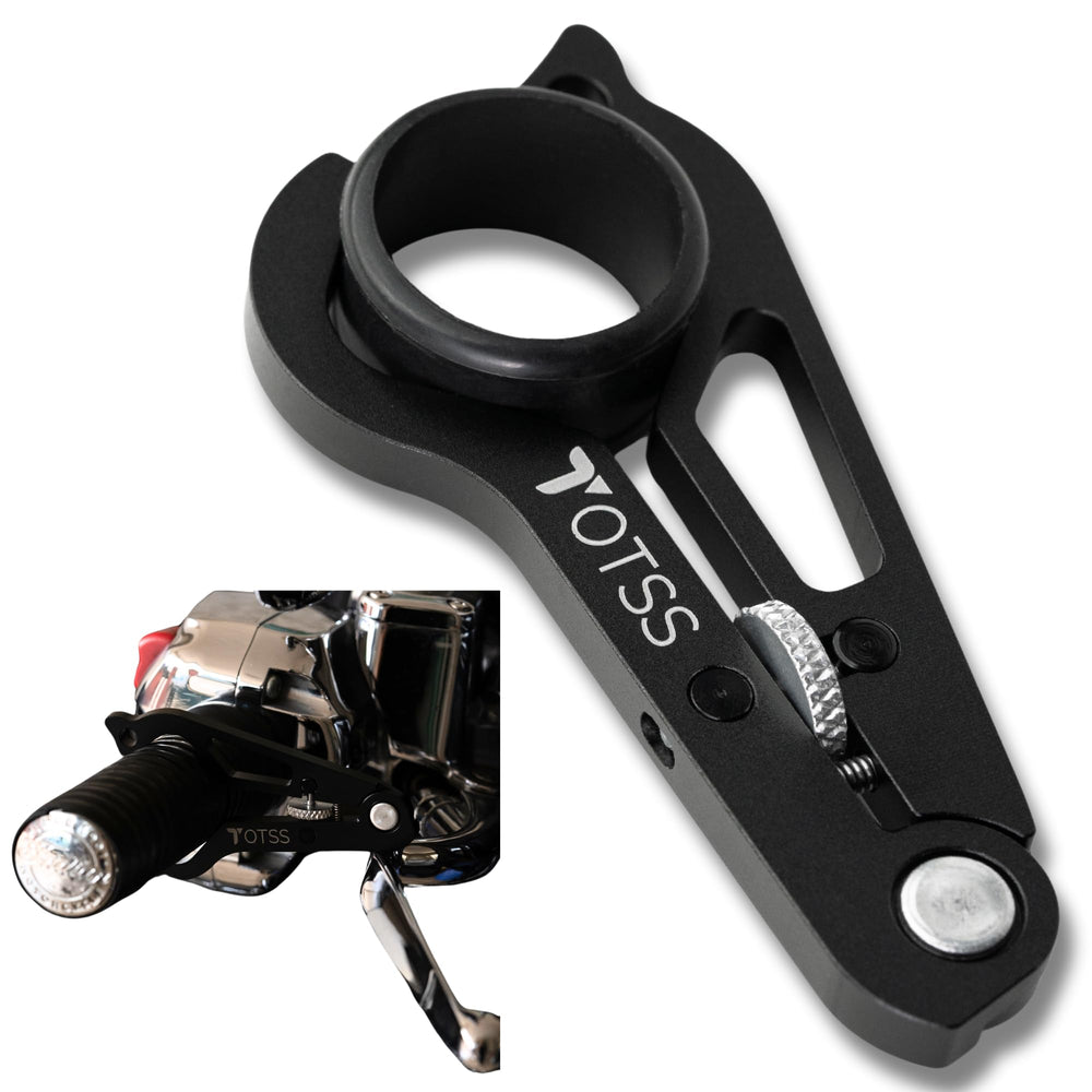 TOTSS universal throttle lock on handlebars supports quick, tool-free installation.