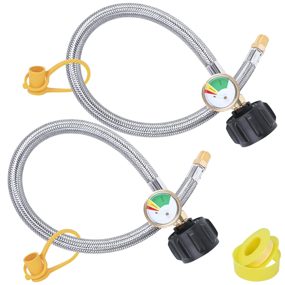 Tottist 15 inch RV propane hose with gauge for easy tank monitoring