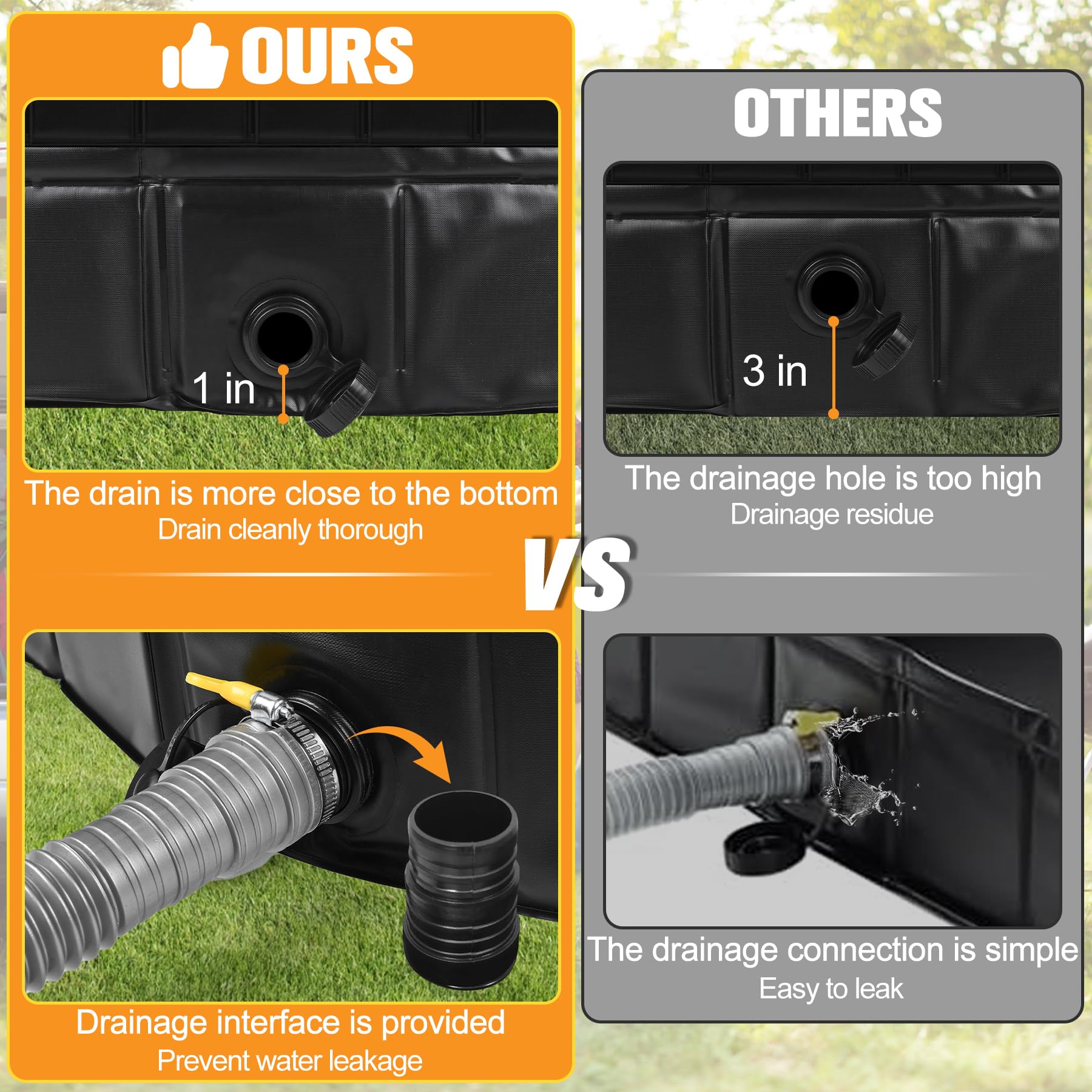 Tottist multi-use shower pan with pet bath option at campsite.