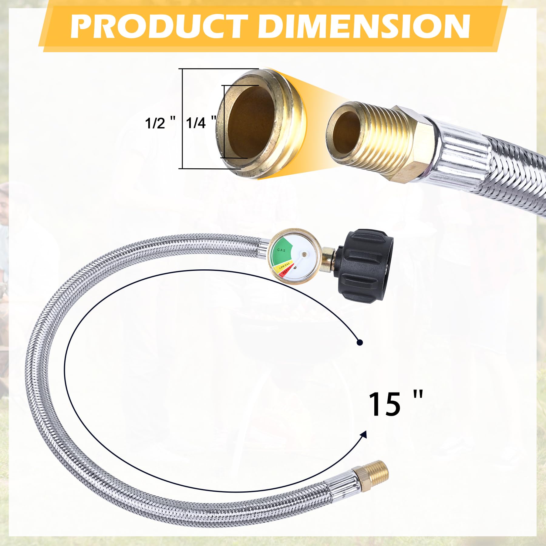 Tottist stainless steel braided propane hose designed for durability and weather resistance