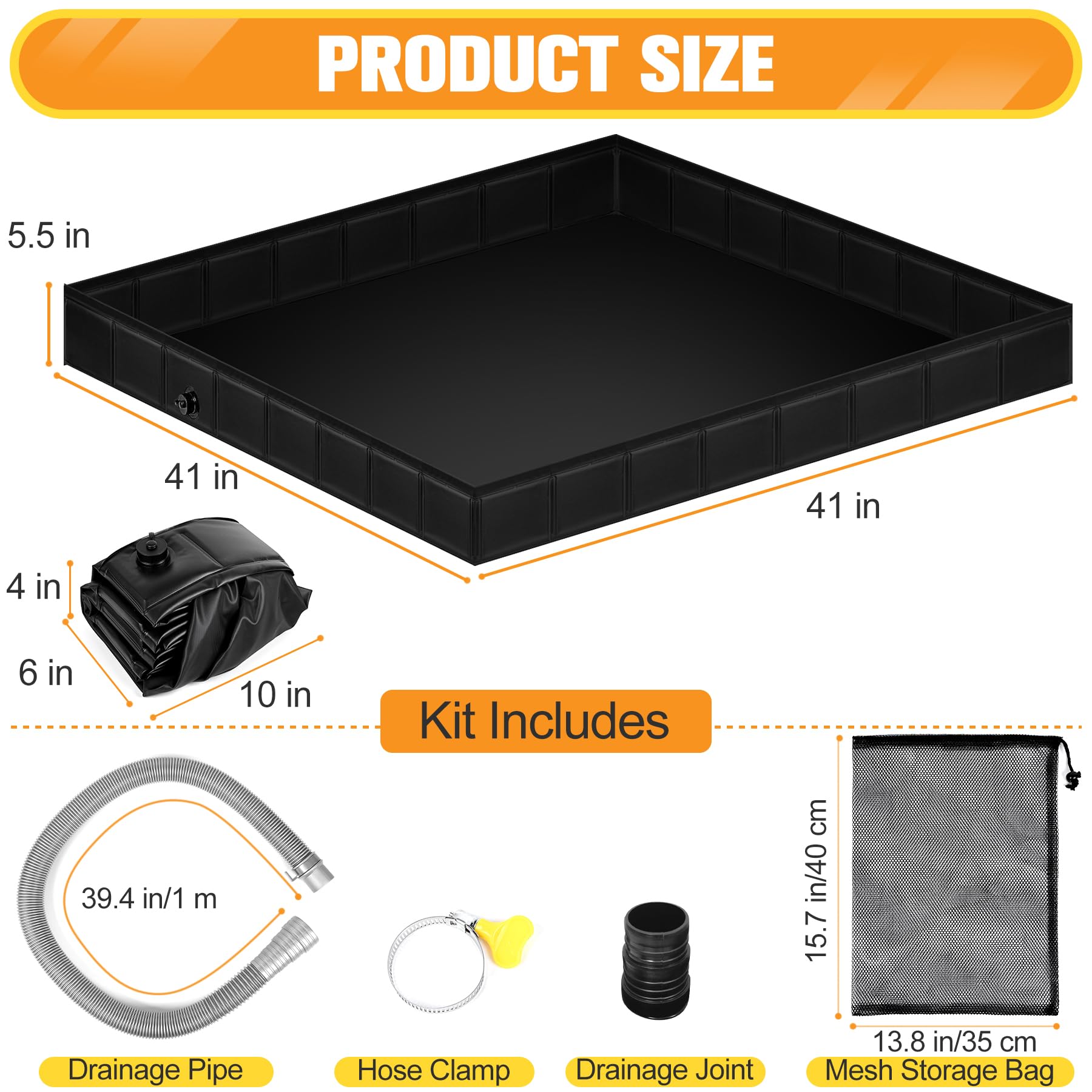 Tottist shower pan folded compact display emphasizes easy carry and storage.