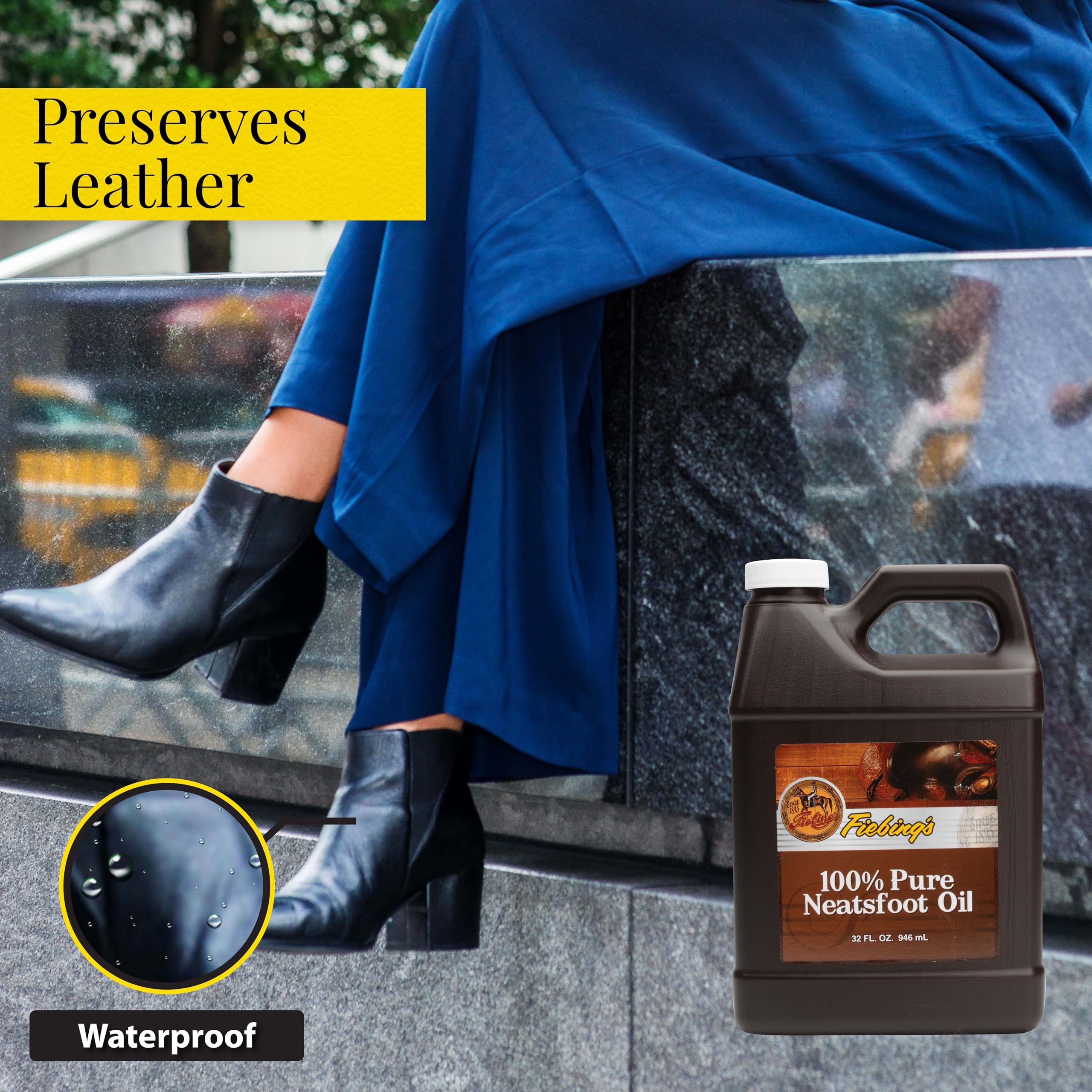 Applying Tough 1 Neatsfoot Oil on leather for deep conditioning and flexibility.