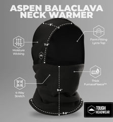 Tough Headwear balaclava extended neck coverage shields wind and snow during outdoor work.