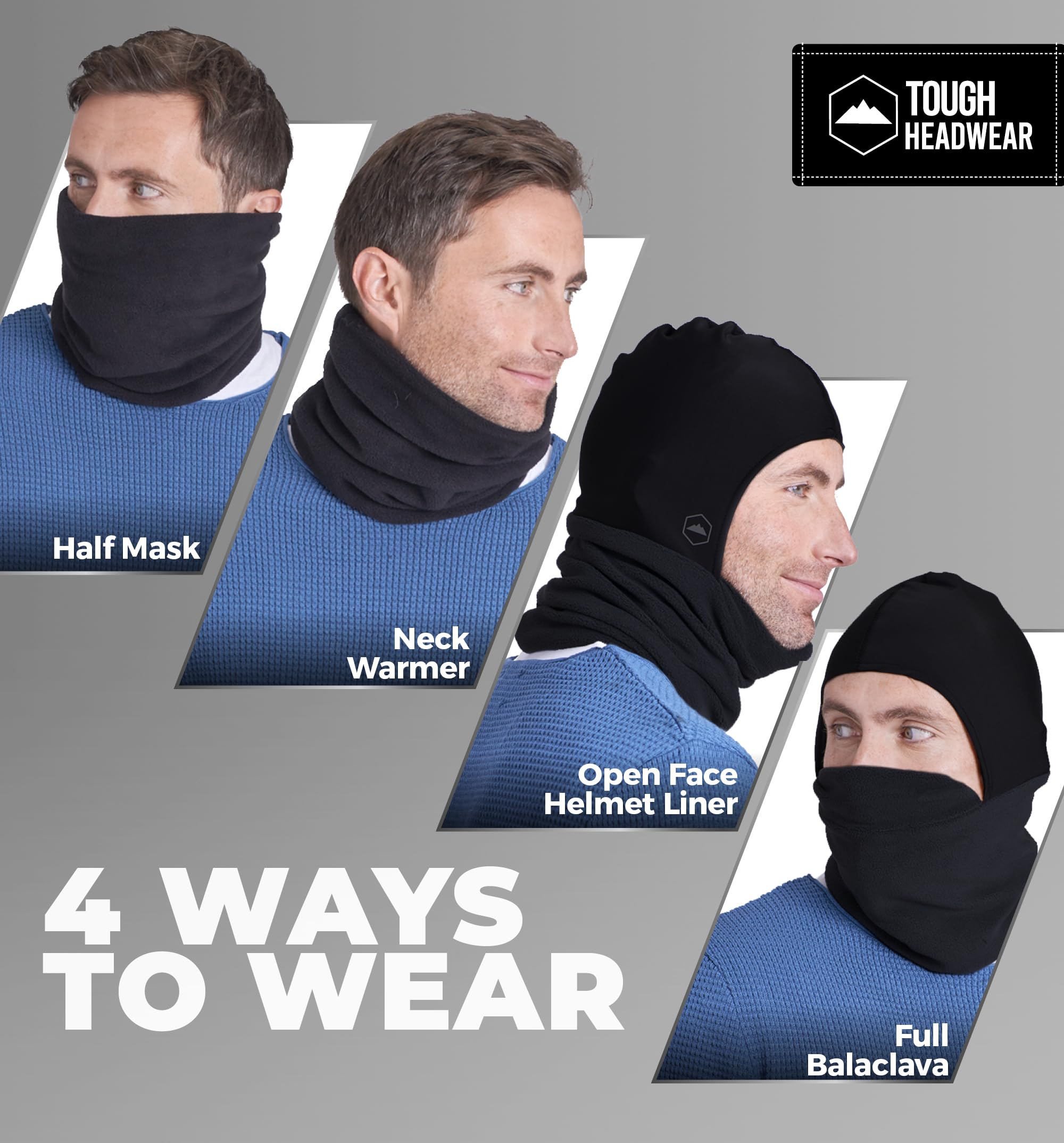 Tough Headwear balaclava helmet-friendly fit for precise helmet compatibility.