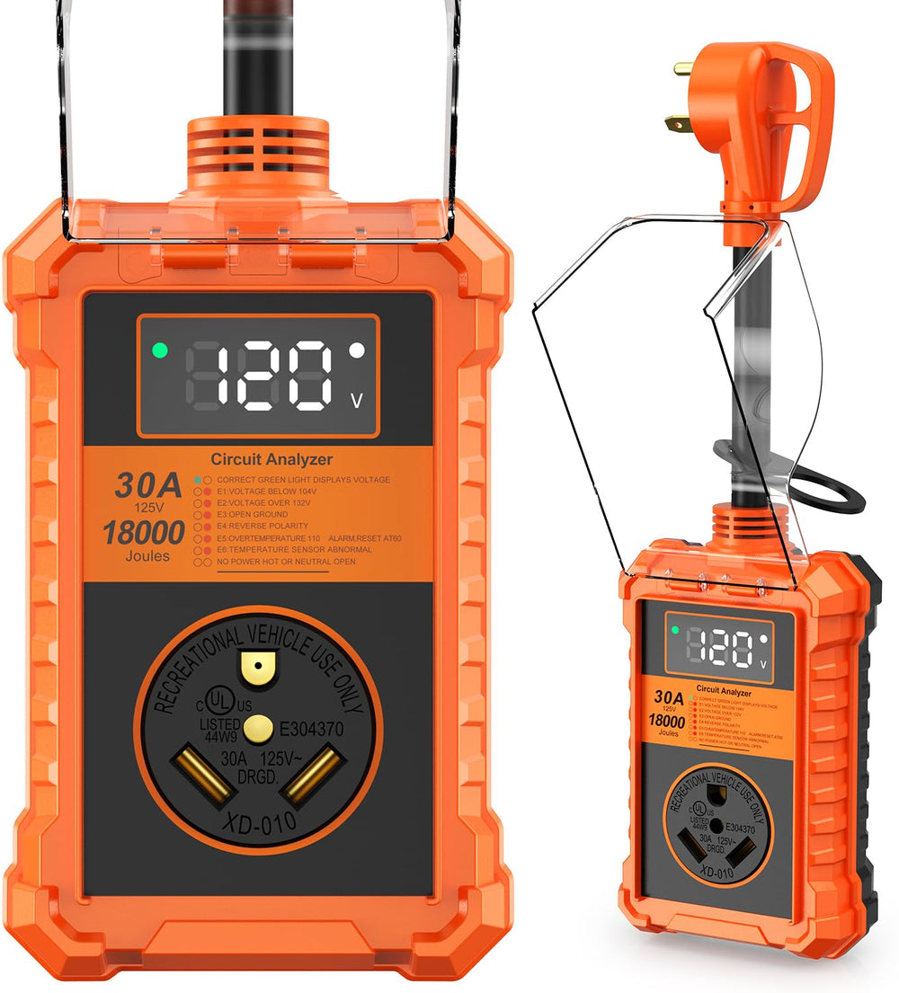Toujreo RV surge protector 30A with cover shields outdoor hookups from rain and dust