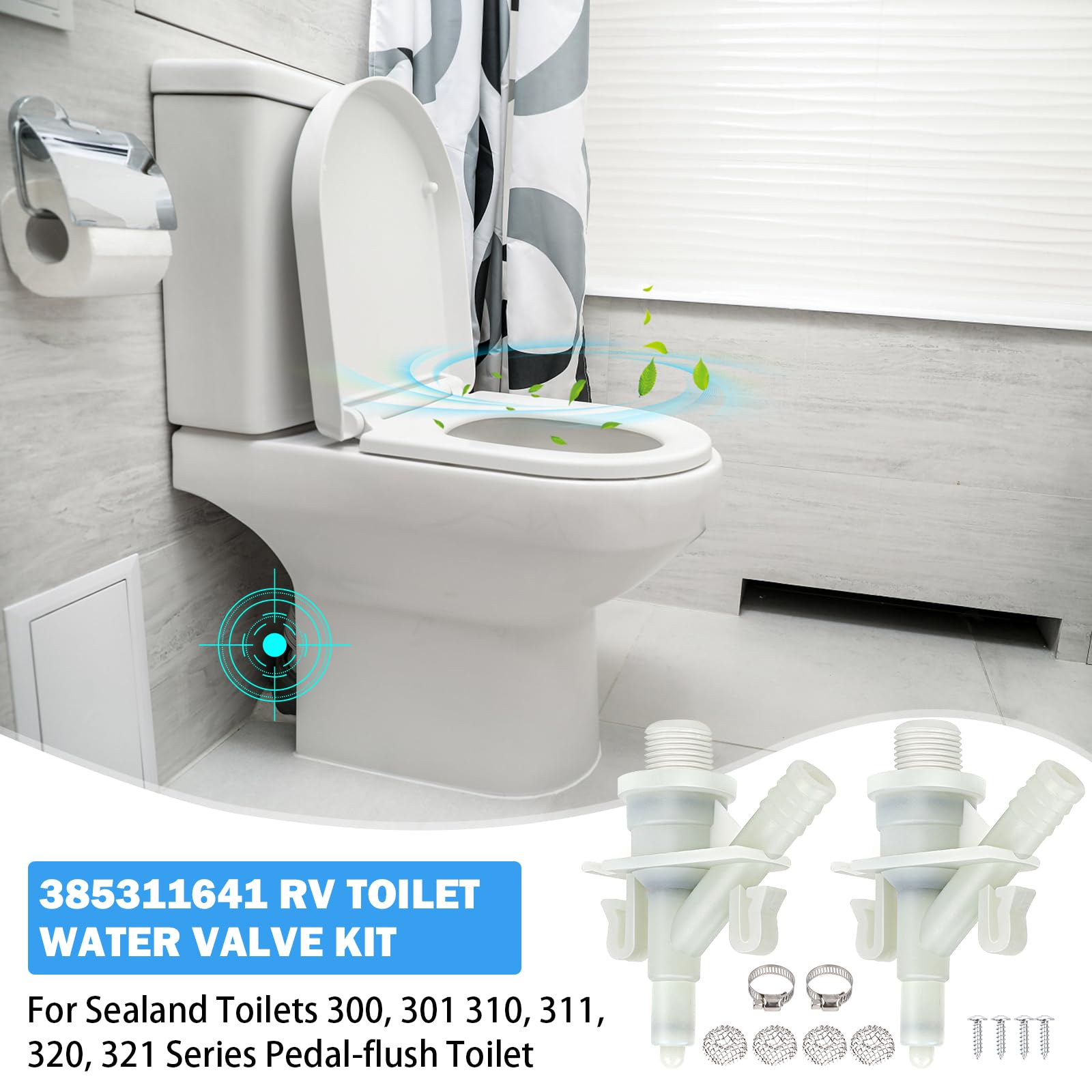 TOVEN-RV valve kit installed on toilet demonstrates easy retrofit and secure fit