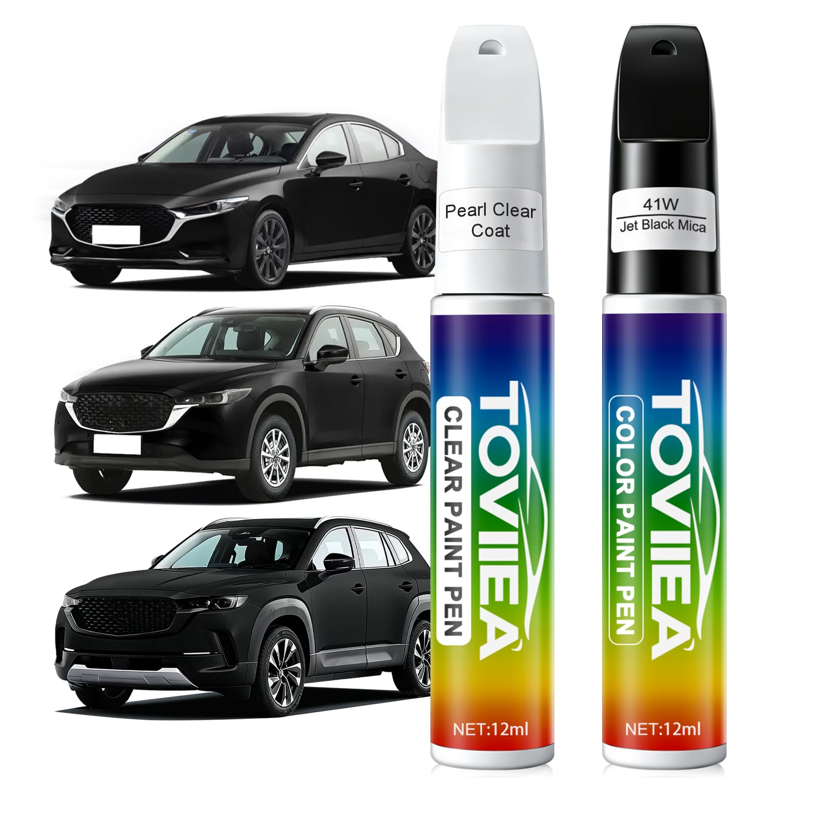 Toviiea Jet Black Mica 41W paint bottle for Mazda with precise color match.