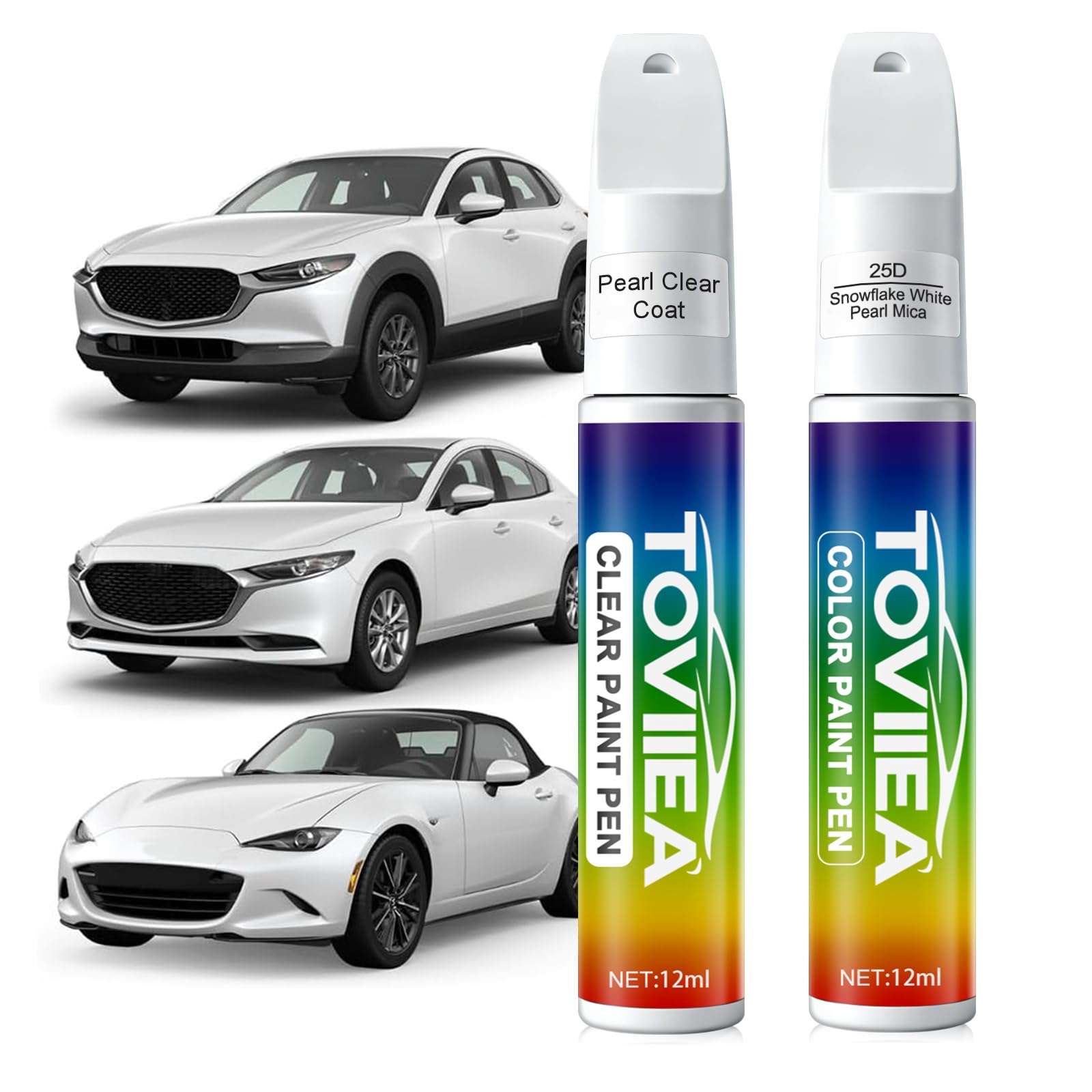 Toviiea Snowflake White Pearl Mica 25D paint bottle for color-matched car touch ups