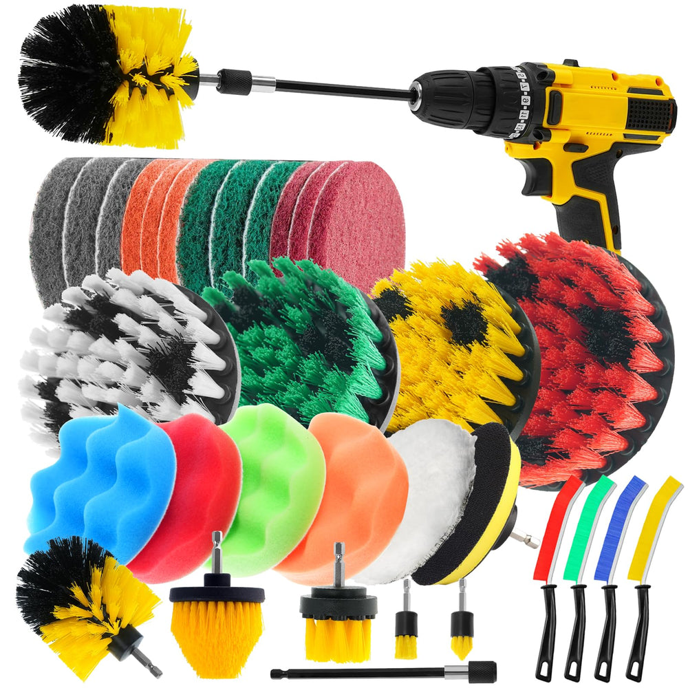 Towbrus 32pcs drill brush set for tiles and bathtubs with soft, durable bristles.