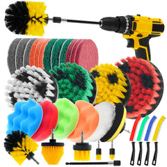 Towbrus 32pcs drill brush set for tiles and bathtubs with soft, durable bristles.