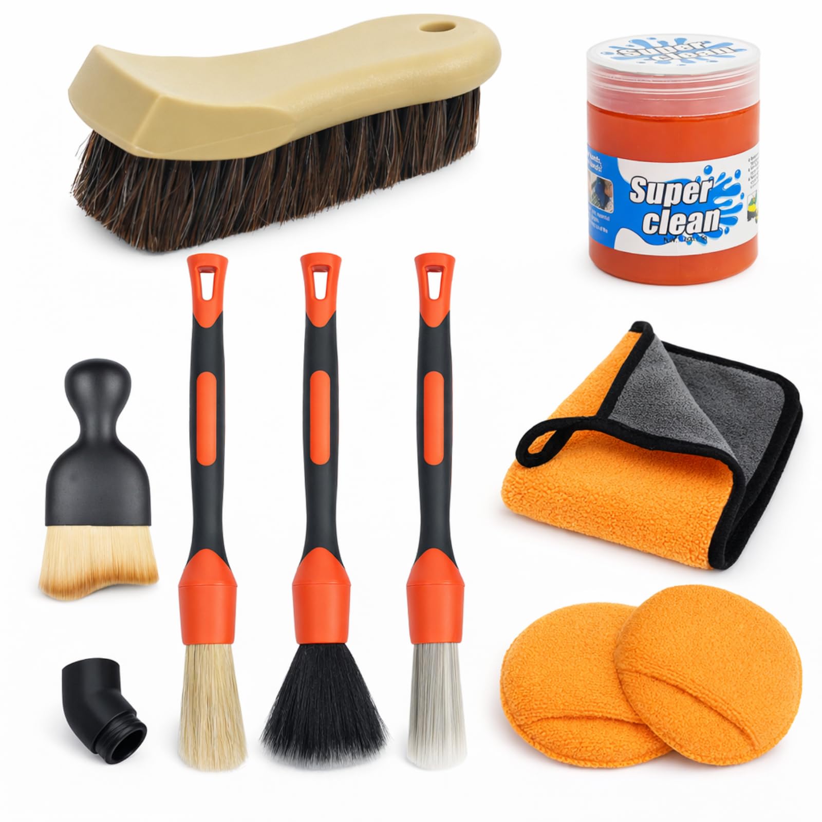 TOWBRUS horsehair leather brush interior for scratch-free cleaning and gentle fabric care.
