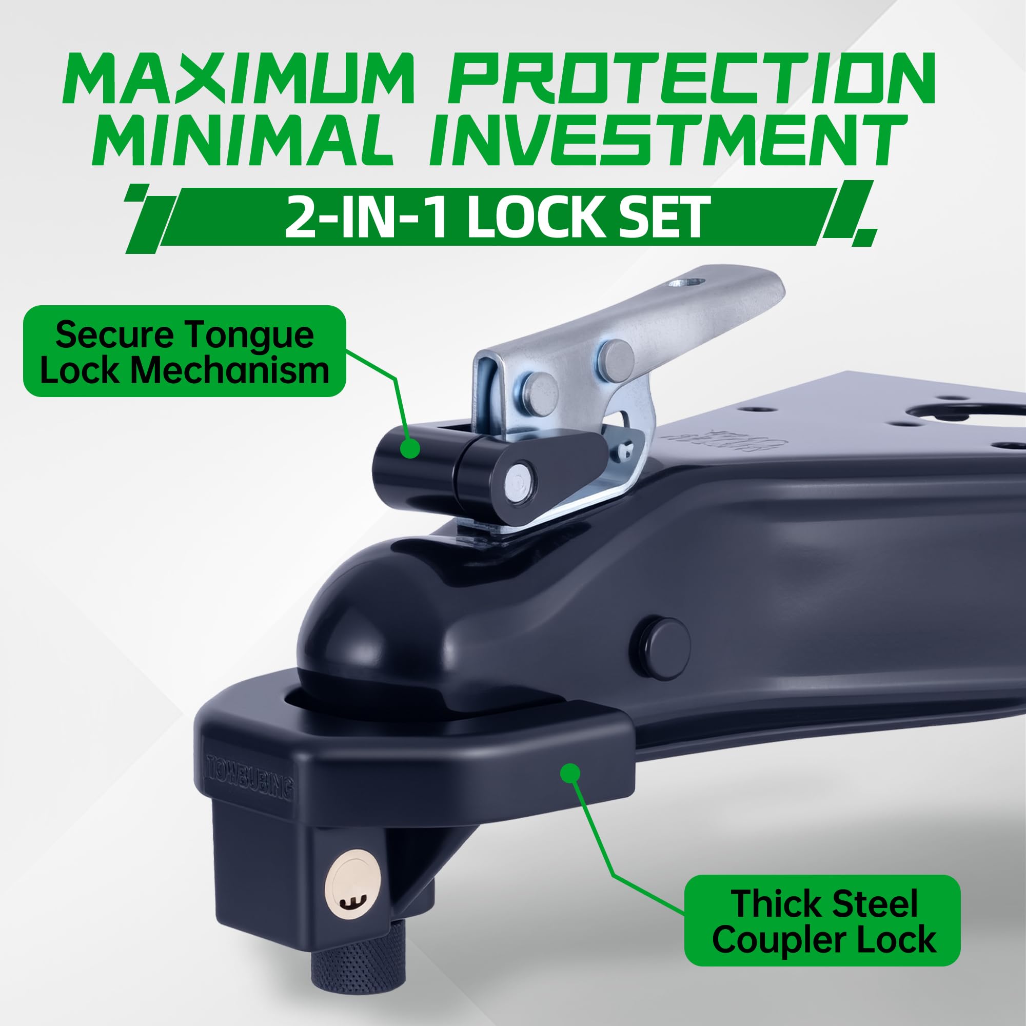 TOWBUBING reinforced steel trailer lock offers reliable security with a tough, long-lasting build.