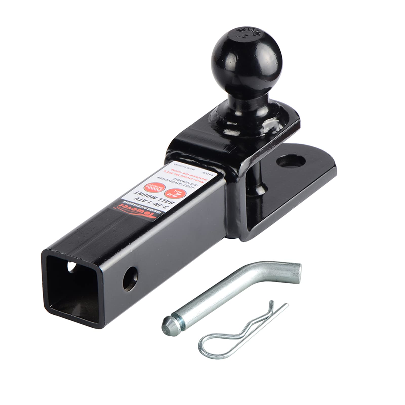 Towever 84209 3in1-hitch-mount showing integrated ball, hole, tow loop for versatile mounting