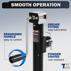 TowKing 10-inch lift demonstrates smooth extension for level trailer setups.