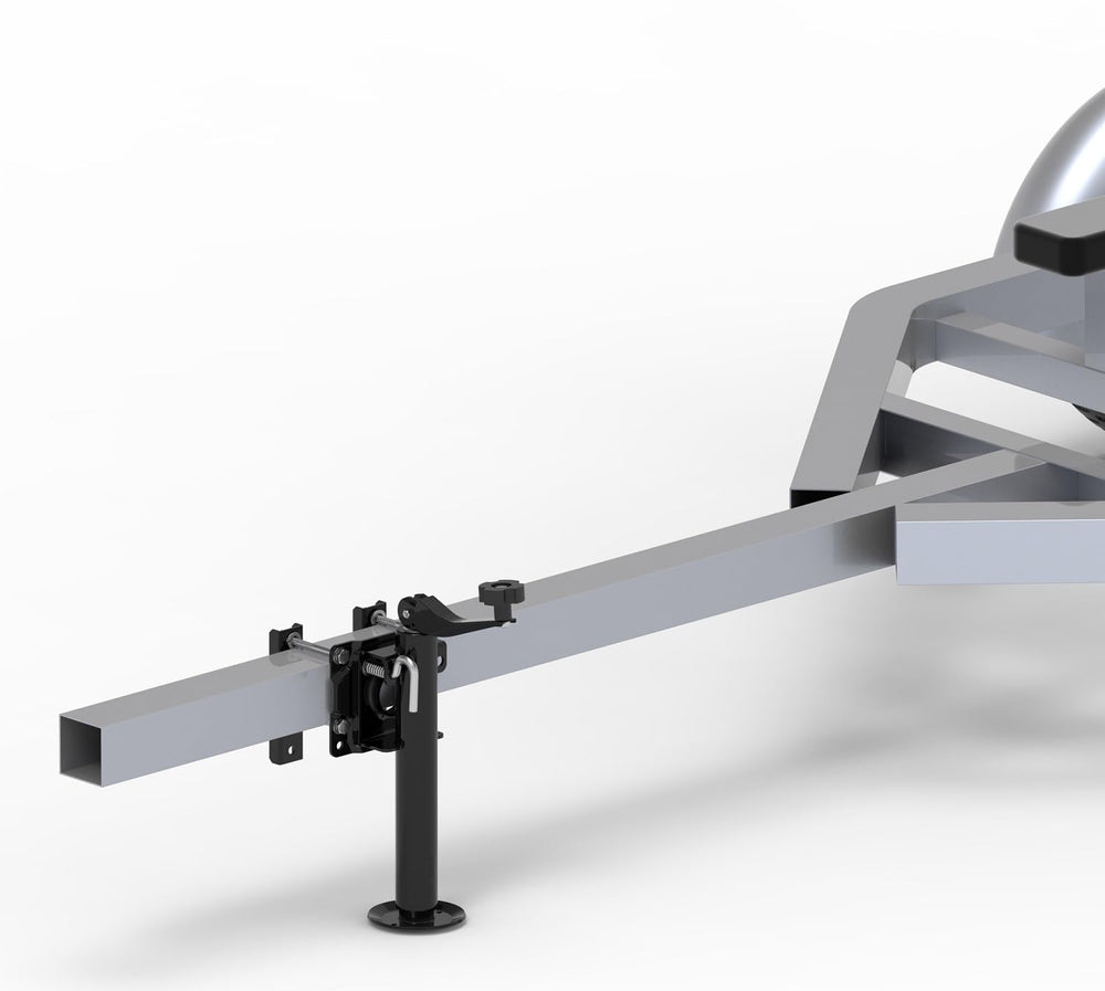 TowKing 1000 lb trailer jack stabilizing a small trailer or boat