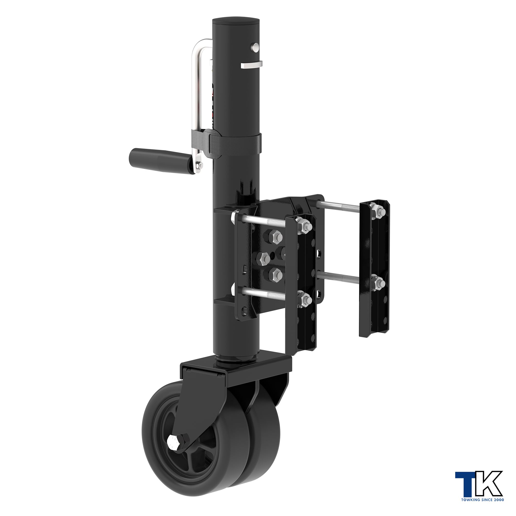 TowKing 10-inch lift trailer jack, smoothly extending for varied heights.