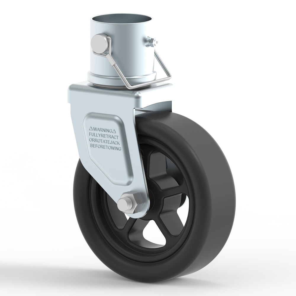Towking 1500lbs trailer jack swivel caster demonstrates sturdy swivel performance for stable towing.