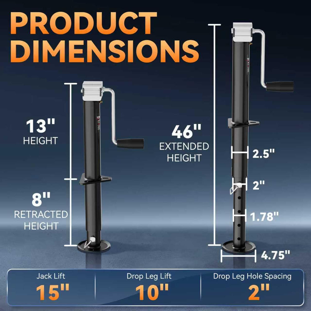 TowKing 15 inch movement range enables precise height on uneven ground