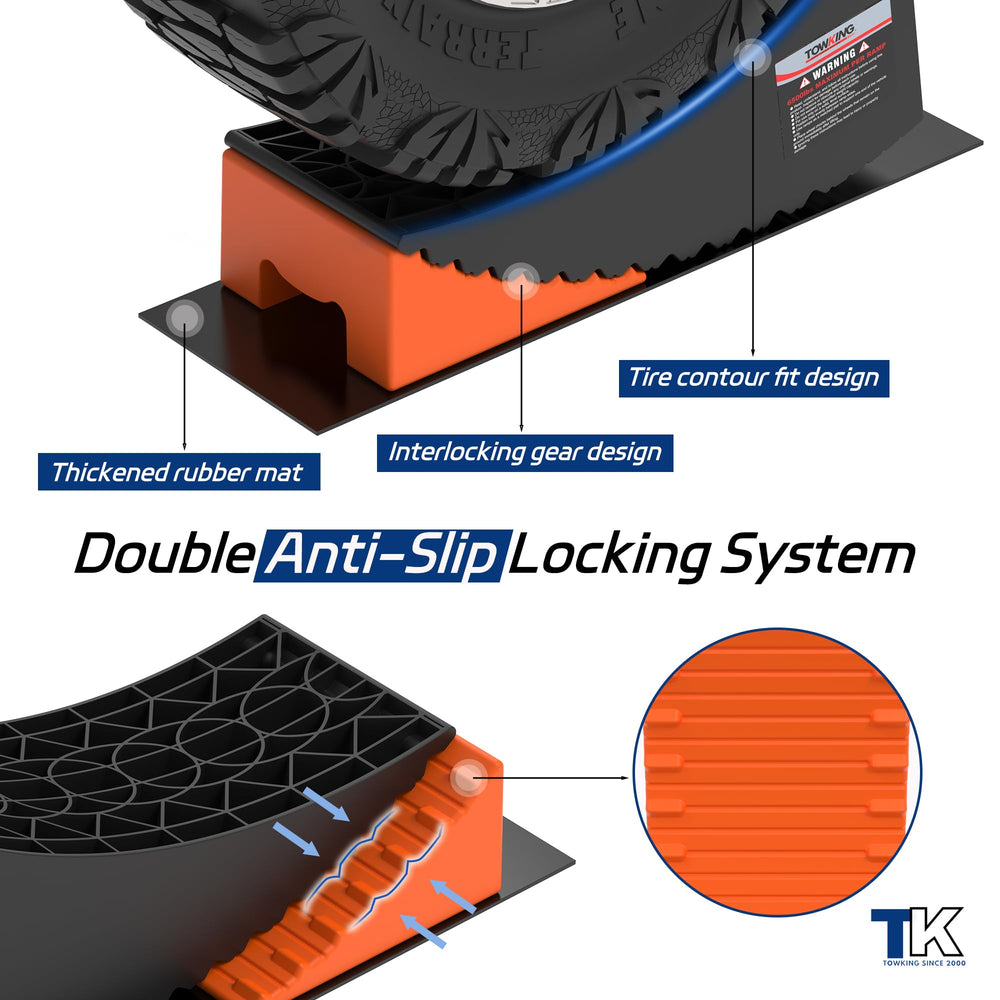 Towking 2-pack camper leveler kit with chocks and mats for added stability.